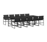 vidaXL Salon de jardin 11 pièces avec coussins Noir Textilène