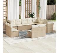vidaXL Ensemble de 12 canapés de jardin avec coussins Beige Poly Rattan