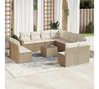vidaXL Ensemble de 12 canapés de jardin avec coussins Beige Poly Rattan