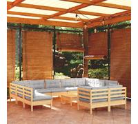 vidaXL Salon de jardin 12 pcs - Bois gris