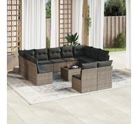 VidaXL Salon de jardin 12 pcs - Gris résine tressée