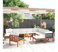 vidaXL Ensemble salon de jardin 12 pièces avec coussins Bois crème Acacia & corde