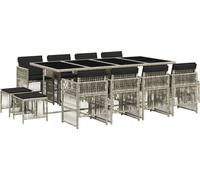 vidaXL Salon de jardin 13 pièces avec coussins gris clair Poly rotin