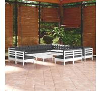 vidaXL Salon de jardin 14 pcs - Blanc