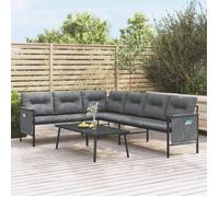 vidaXL – Ensemble salon de jardin 2 pièces – Acier anthracite – 7 personnes