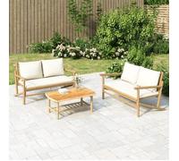 vidaXL Salon de jardin 2 pcs avec coussins blanc crème bambou, ensemble de salon de jardin, salons de patio, siège de 363461