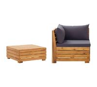 vidaXL Salon de jardin 2 pcs avec coussins Bois d'acacia solide