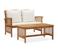 vidaXL Ensemble de salon de jardin 2 pièces avec coussins en bois massif d'acacia