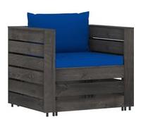 vidaXL Salon de jardin 2 pcs avec coussins Bois imprégné de gris Gris