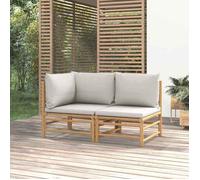 vidaXL Salon de jardin 2 pcs avec coussins gris clair bambou 362276