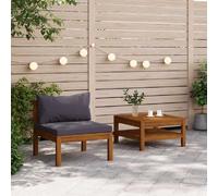 2-delige Loungeset met donkergrijze kussens acaciahout316284