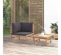 vidaXL Salon de jardin 2 pcs avec coussins - Gris foncé bambou