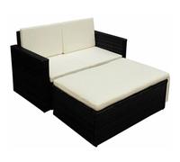 Vidaxl Salon De Jardin 2 Pcs Avec Coussins Résine Tressée Noir Noir