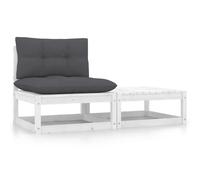 vidaXL Salon de jardin 2 pcs blanc