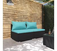 vidaXL Ensemble salon de jardin 2 pièces avec coussins Poly rotin noir