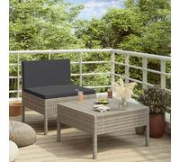 vidaXL Salon de Jardin 2 pcs Résine Tressée Gris