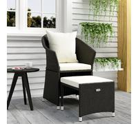 vidaXL Ensemble salon de jardin 2 pièces avec coussins noir Poly rotin