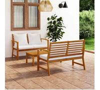 vidaXL Ensemble de salon de jardin 3 pièces avec coussins en bois massif d'acacia