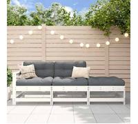 vidaXL Ensemble salon de jardin 3 pièces avec coussins bois massif blanc