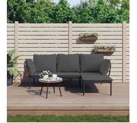 vidaXL Salon de jardin 3 pcs avec coussins gris foncé résine tressée 364109