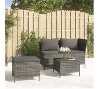vidaXL Salon de jardin 3 pcs avec coussins Gris Résine tressée 319693