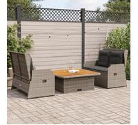 vidaXL Ensemble de salon de jardin 3 pièces avec coussins, gris poly rotin