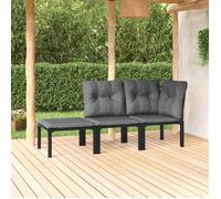 vidaXL Ensemble de salon de jardin 3 pièces en poly rotin noir et gris