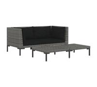 Vidaxl Salon De Jardin 3 Pcs Gris Foncé Résine Tressée Demi-Ronde Gris