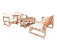 vidaXL Ensemble de salon de jardin 4 pièces en bambou avec coussins