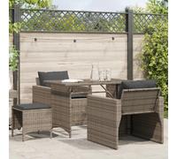 vidaXL Salon de jardin 4 pcs avec coussins gris résine tressée