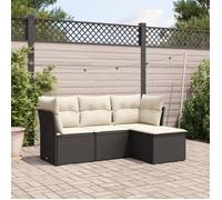 vidaXL Ensemble de salon de jardin 4 pièces avec coussins noir poly rotin