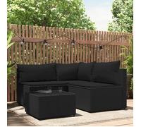 vidaXL Ensemble salon de jardin 4 pièces en poly rotin noir avec coussins