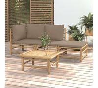 vidaXL Ensemble salon de jardin 4 pièces 3155112 bambou taupe avec coussins