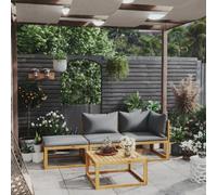 vidaXL Ensemble de salon de jardin 4 pièces avec coussins en bois massif d'acacia