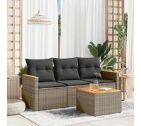 vidaXL Salon de jardin 4 pcs Gris résine tressée