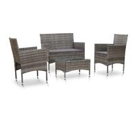 vidaXL Salon de jardin 4 pcs résine tressée gris