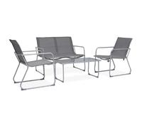 vidaXL Salon de jardin 4 pcs - Tissu et acier Gris