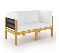 vidaXL Salon de Jardin 4 pièces avec Coussins, Bois d'acacia crème et Corde