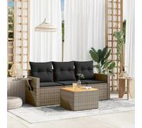 vidaXL Ensemble de salon de jardin 4 pièces avec coussins Gris Poly rotin