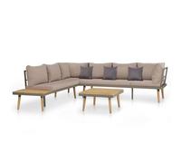 vidaXL Ensemble salon de jardin 4 pièces en bois massif d'acacia brun avec coussins