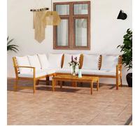 vidaXL Salon de jardin 5 pcs avec coussin Crème Bois d'acacia solide 3057773