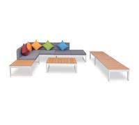 vidaXL Salon de jardin 5 pcs avec coussins Aluminium et WPC