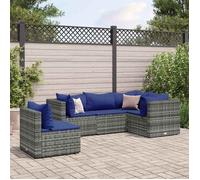 vidaXL Ensemble de salon de jardin 5 pièces avec coussins Gris Poly rotin