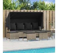 vidaXL Ensemble de salon de jardin 5 pièces avec coussins Gris poly rotin