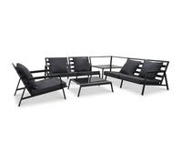 vidaXL Ensemble salon de jardin 5 pièces avec coussins aluminium gris foncé