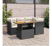 vidaXL Ensemble de salon de jardin 5 pièces avec coussins noir poly rotin
