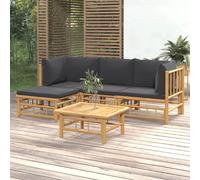 vidaXL Ensemble de salon de jardin 5 pièces avec coussins gris foncé en bambou