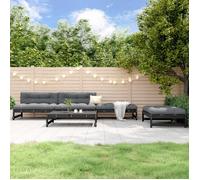 vidaXL Salon de Jardin 5 pcs, Canapés avec Repose-pied, Ensemble de Meubles avec Table Basse Patio Terrasse Extérieur, Noir 3186603