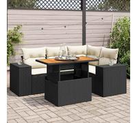 vidaXL Ensemble de salon de jardin 5 pièces avec coussins noir poly rotin