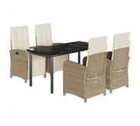 vidaXL Salon de jardin 5 pièces avec coussins Beige Poly Rattan